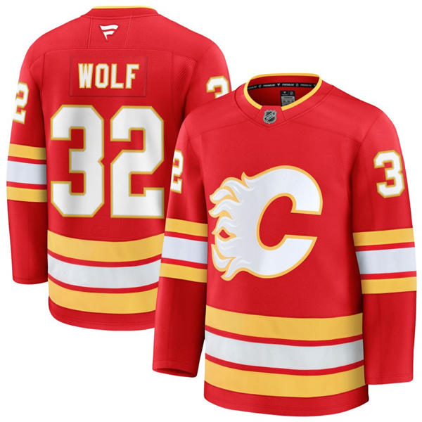 Men's Calgary Flames #32 Dustin Wolf Fanatics Red Home Player Jersey